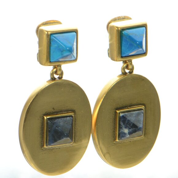 Vintage Oscar De La Renta Oval Drop Clip-on Earrings - Picture 2 of 8